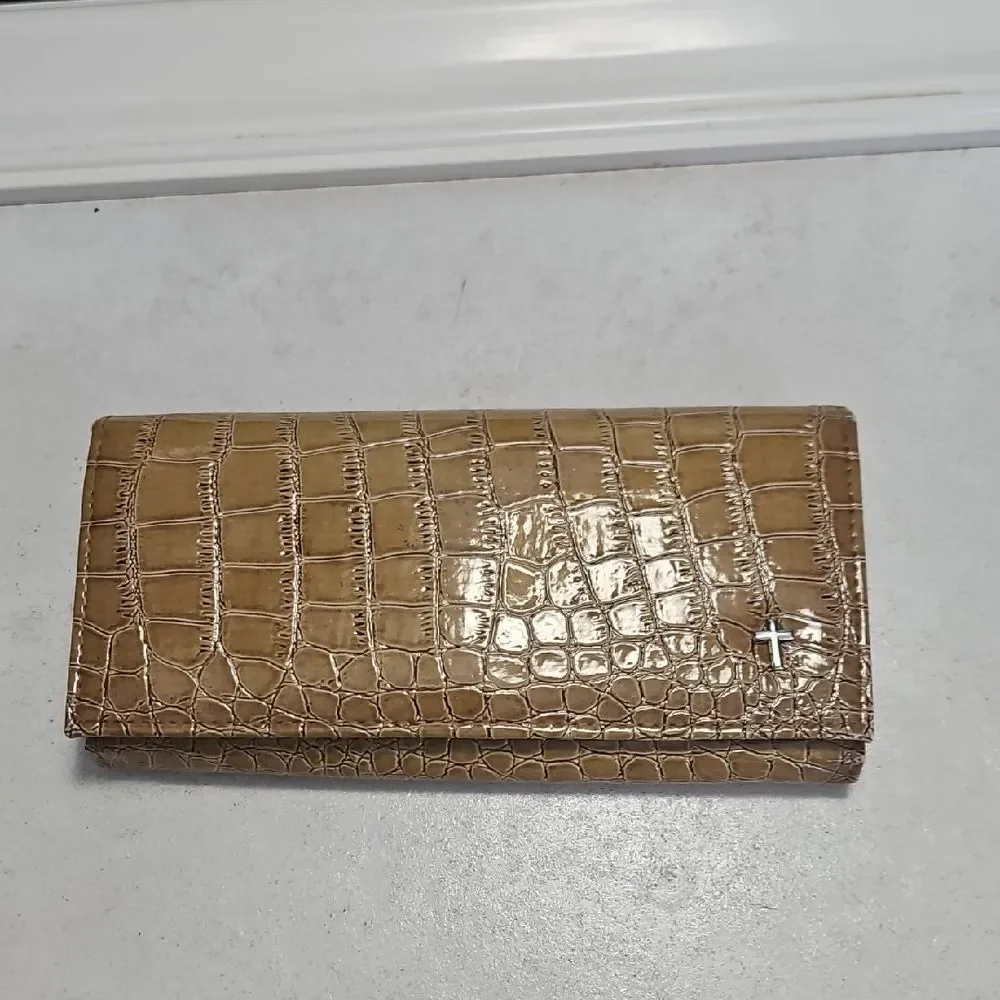 The Metropolitan Tan Crocodile-Embossed Women's Clutch